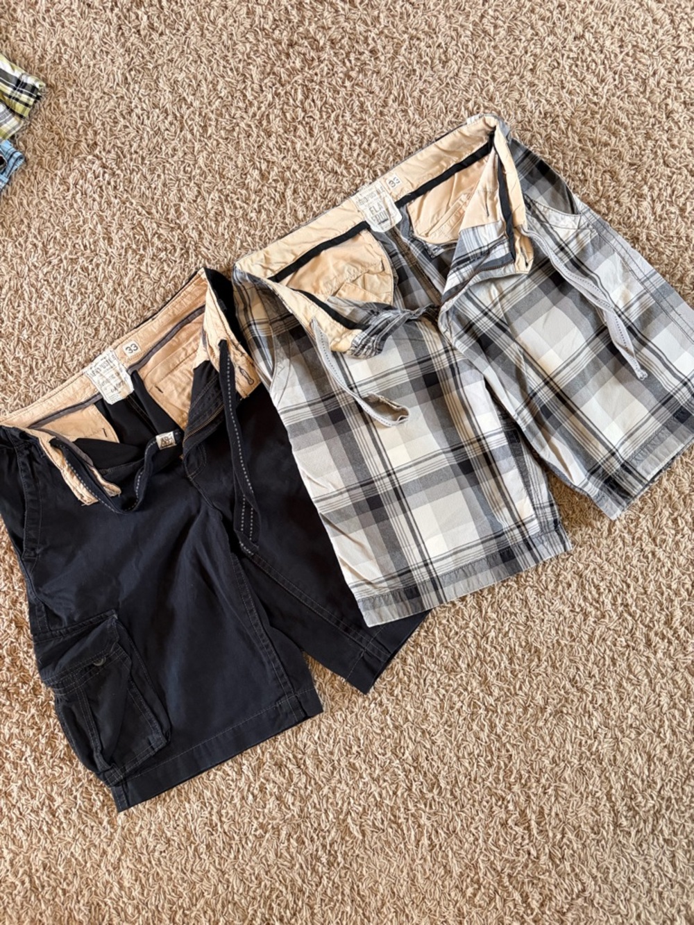 Aeropostale Black Cargo Shorts & Plaid Shorts Set
